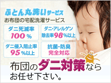 布団のダニ対策ならクリーンクルーにおまかせ。